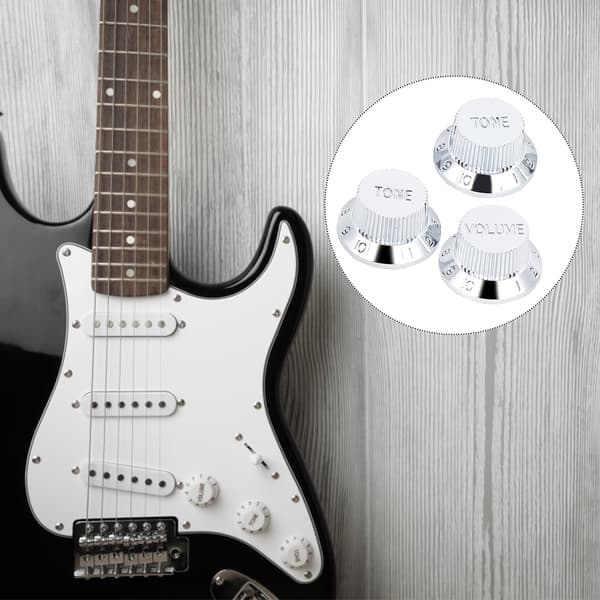 3 st silverplast gitarrpottknappar 25,5/18/6 mm för elgitarr och bas volymtonersättning