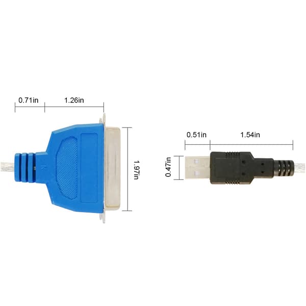 USB 2.0 til IEEE 1284 Parallel Printer Adapterkabel, CN36 Han til USB-A, Kompatibel med ældre printere