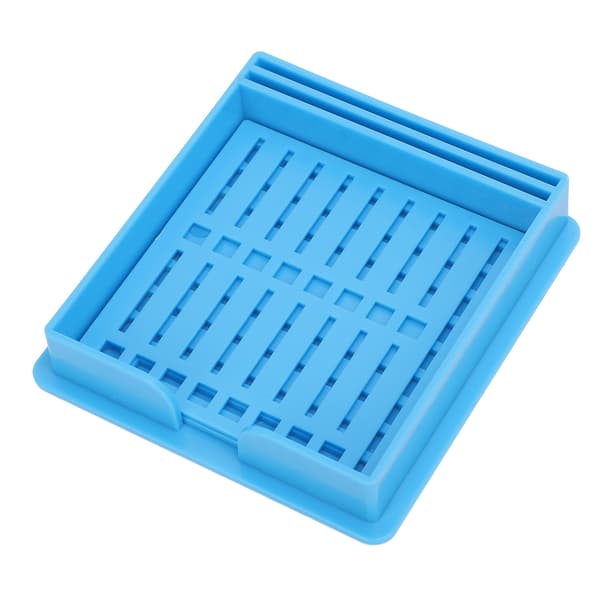 Blå dispenser til sticky notes med skabelon, multifunktionel holder til kontor-sticky notes
