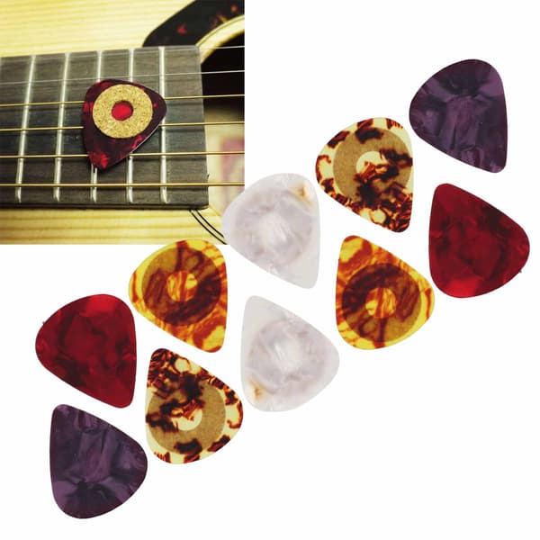 10 st gitarrplektrum Halkfria färgglada celluloid kompakta musiktillbehörsset