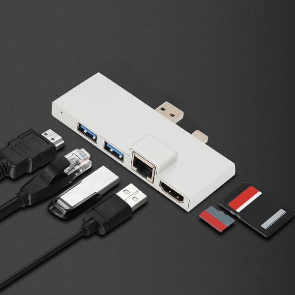 6-i-1 USB-C Hub Aluminiumstativadapter för Surface Pro 4/5/6 Multifunktionsportexpander