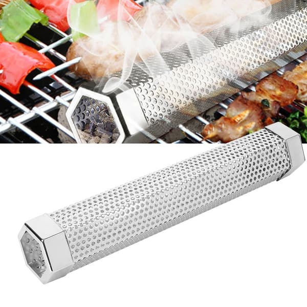 12 tommer rustfrit stål BBQ røgrør sekskantet BBQ røgrør med børstekrog