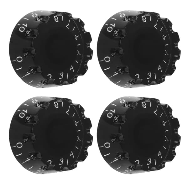 4-pack gitarrknopp plast Pro 24 fina splines baskontrollknopp ersättning svart