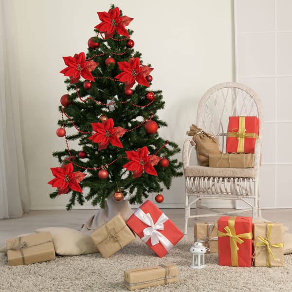 Juleblommor Julgransdekorationer Tygsimuleringsblommor