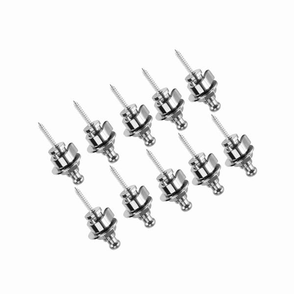 10 x Gitarr Metall Bas Remlås Antisladd Straplocks Tillbehör För Elgitarr (silver)