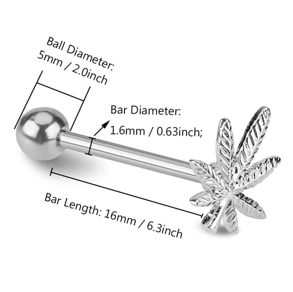 1PC Pot Bladformet Tungering Rustfrit Stål Stud Kropspiercing Smykker
