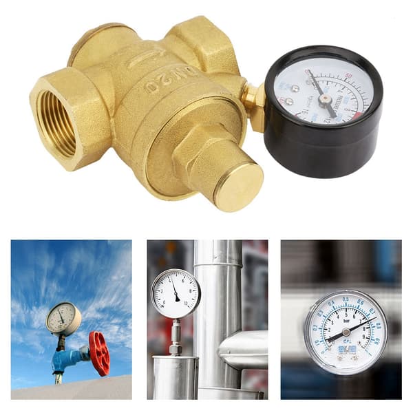 DN20 Justerbar Vattentrycksregulator i Mässing med Manometer