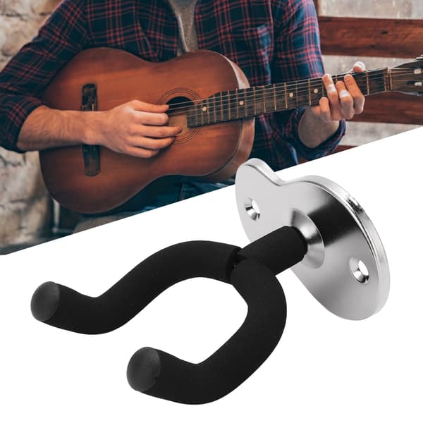 Gitarr Väggfäste Hängare Krok Hållare Stativ Metall Universal för Ukulele Violin Studio Rum Frostat Silver