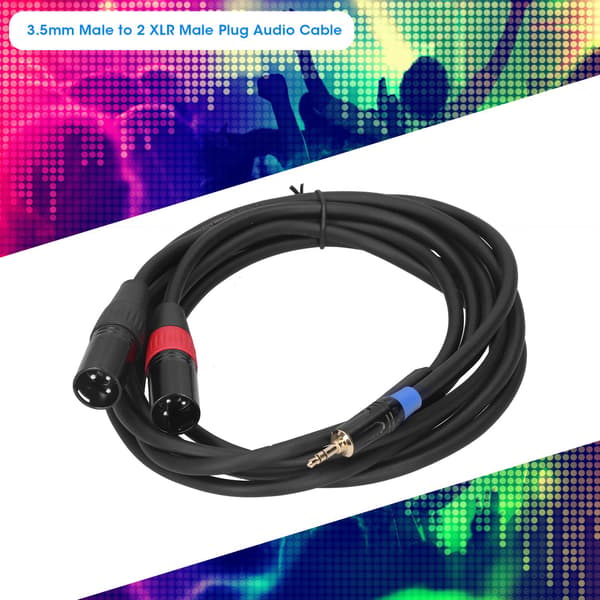 3,5 mm TRS han til 2 XLR han mikrofon splitterkabel, 3M lydmixer adapterkabel