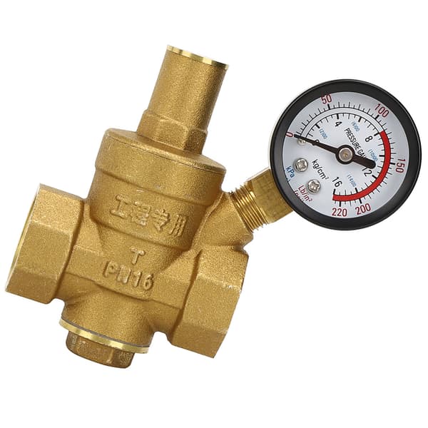 DN20 Justerbar Vattentrycksregulator i Mässing med Manometer