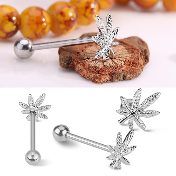 1PC Pot Bladformet Tungering Rustfrit Stål Stud Kropspiercing Smykker