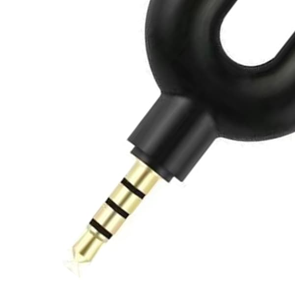 Sort 3,5 mm 2 hun til 1 han U-formet headset splitteradapter i aluminiumslegering, sort