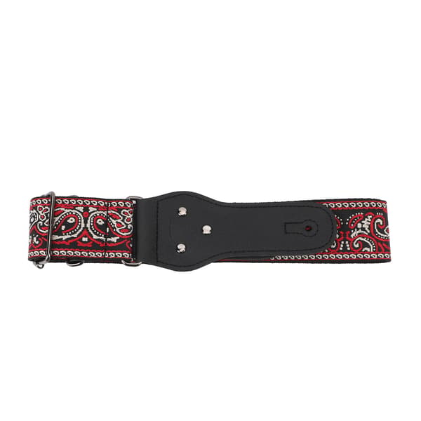 Retro Broderad Röd Gitarrrem, Justerbart Brett Bälte för Akustiska, Elektriska & Basgitarrer, Hög Kvalitet