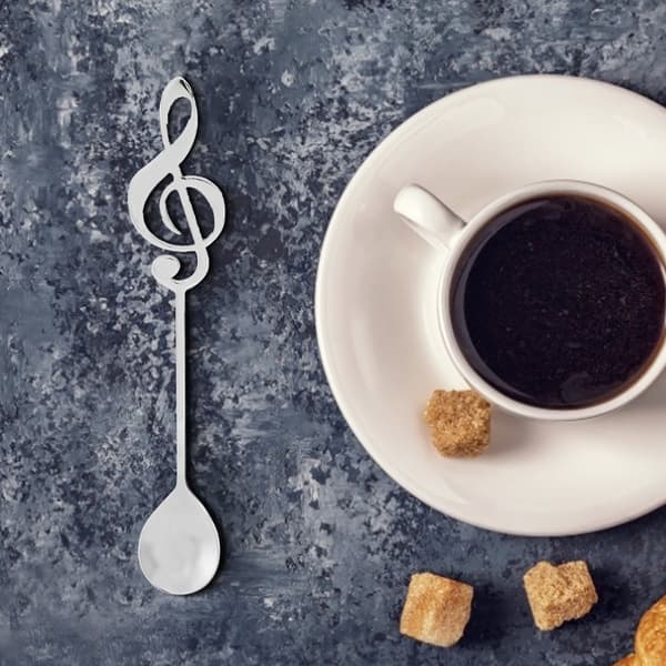 Dessertske i rustfrit stål med musiknode til kaffe og omrøring (sølv)