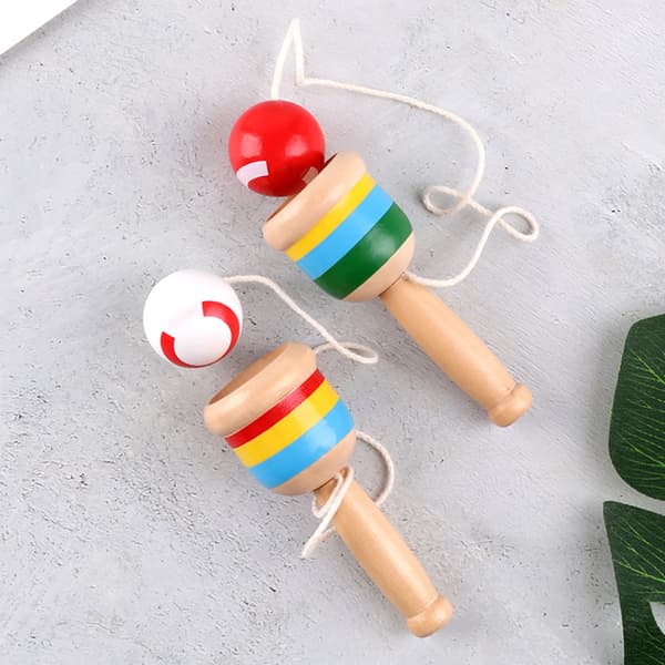 Mini träfångstboll koppfångstboll leksaker för traditionella spel tävlingsprogram dagismaterial röd