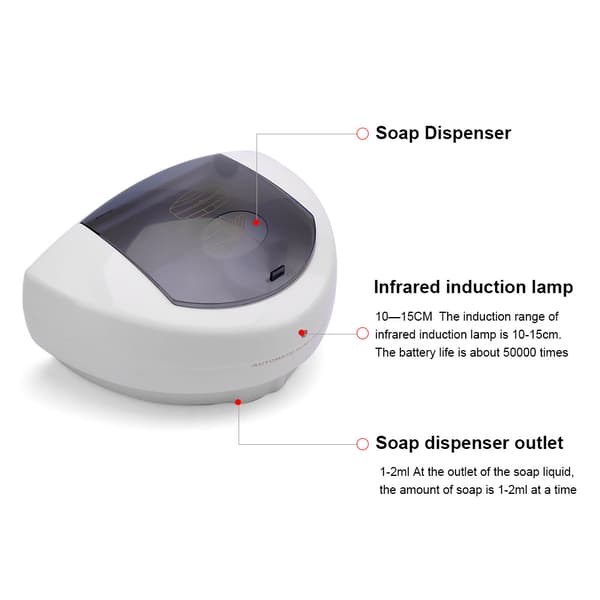 500 ml Automatisk Handsprit Tvåldispenser Sensor Beröringsfri Handsfree Väggmonterad