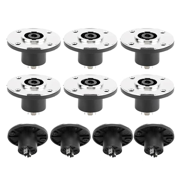 10x Cirkulær Metal EU-stil 4-bens XLR Audio Adapter Hun Panelmontering