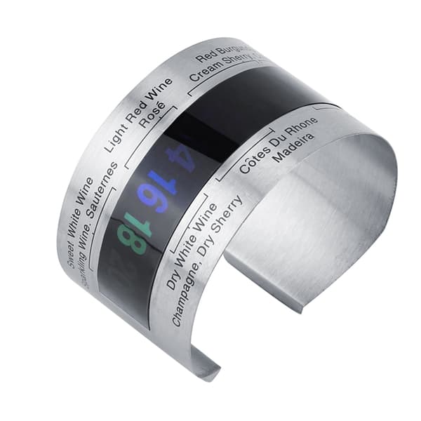 Vinflasketermometer i rustfrit stål med LCD-display, til øl og rødvin, armbåndstemperatursensor
