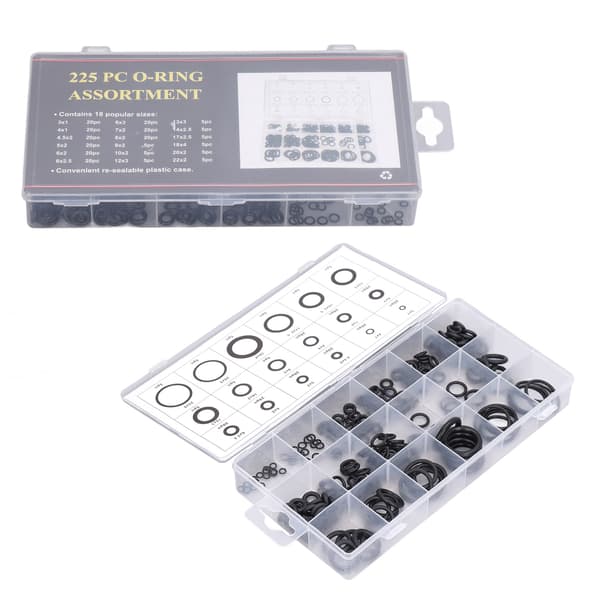 225PCS O-ring sortiment gummitätningspackningar multifunktionellt slitstarkt brickkit