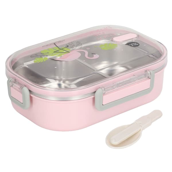 304 Rostfritt Stål Lunchlåda Fackfoder Termisk Isolering Bento Lunchlåda Illustrationsstil Läckagesäker Behållare för Studenter Barn Trans