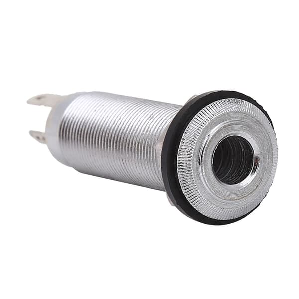 Gängad Barrel Output Jack Plug Socket Connector 1/4 tum för elgitarr och bas silver