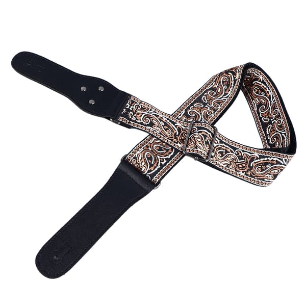Broderad bred gitarrrem, justerbar brun axelrem med plektrum för akustisk, elektrisk och basgitarr