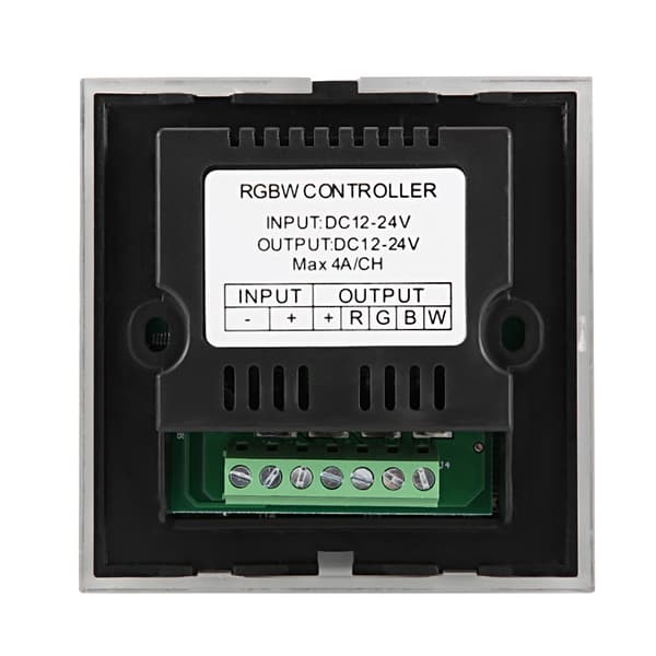 Vægmonteret farverig RGBW LED Touch Panel Controller Lysdæmperkontakt til LED Strip Light Sort