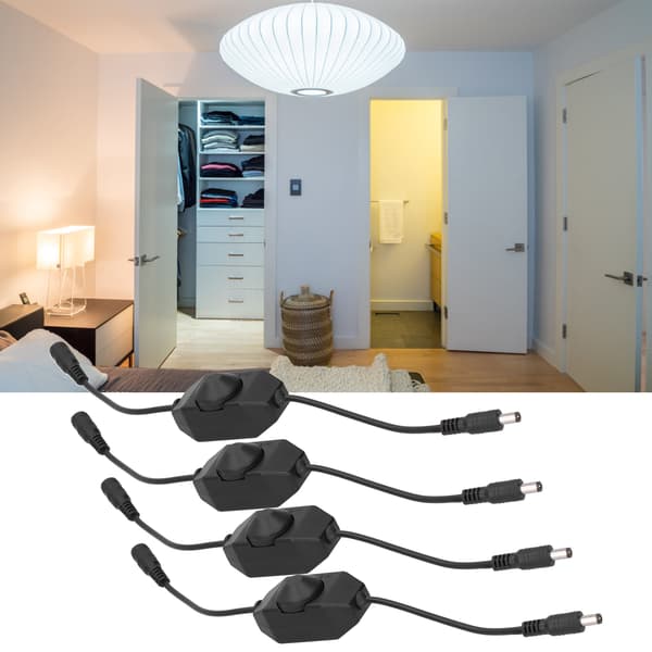 4 stk. 12V LED Lysstyrke Dæmper Lampe Trinløs Dæmpningsknap Controller Tilbehør Sort