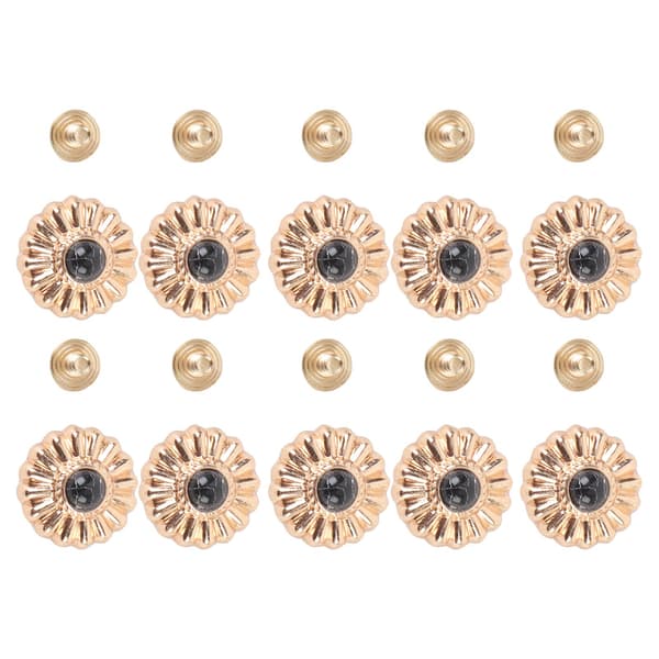 Guldblomma turkos skruvknappar 16,5 mm med 4,5 mm skruvar, 10-pack för väskor och plånböcker