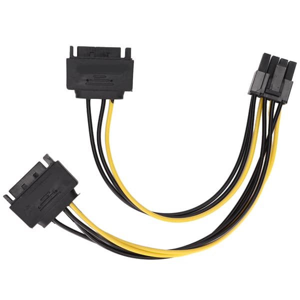 2-pak SATA 15-ben til PCIe 8-ben han grafikkort strømkabel til PC PSU-adapter