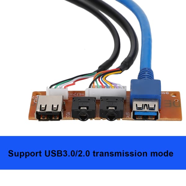 PC-kabinet frontpanel USB 3.0 & 2.0 lydport-hub med ledninger til computertårn