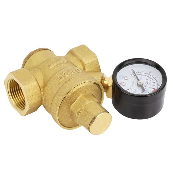 DN20 Justerbar Vattentrycksregulator i Mässing med Manometer