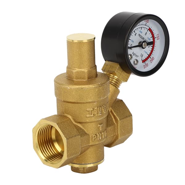 DN20 Justerbar Vattentrycksregulator i Mässing med Manometer