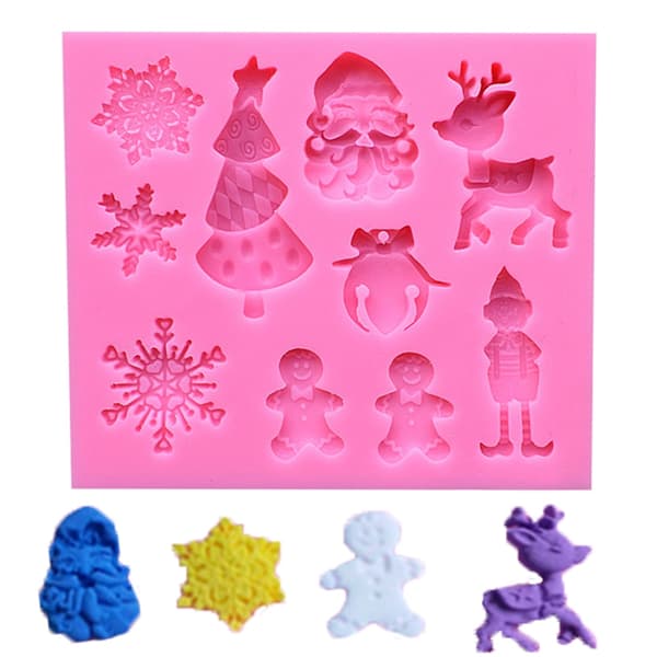 Jule silikone bageform DIY Flere dekorative kage fondant chokoladeform (#9)