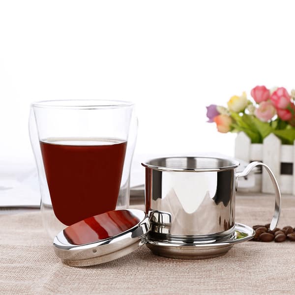 Sølv Rustfrit Stål Vietnamesisk Phin Kaffedrypper Bryggekop Filter Infuser