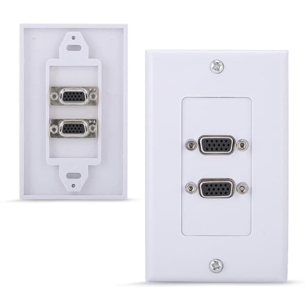 VGA Vægplade 2-Port Panelmonteringsadapter, Sort Frontplade til Hjemmebiograf Kontor