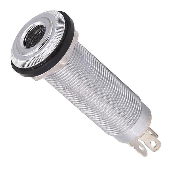 Gängad Barrel Output Jack Plug Socket Connector 1/4 tum för elgitarr och bas silver