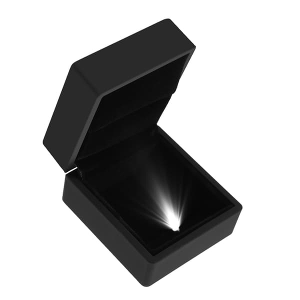 Trendig LED-upplyst ringförvaringslåda Smyckesdisplayfodral Present Svart
