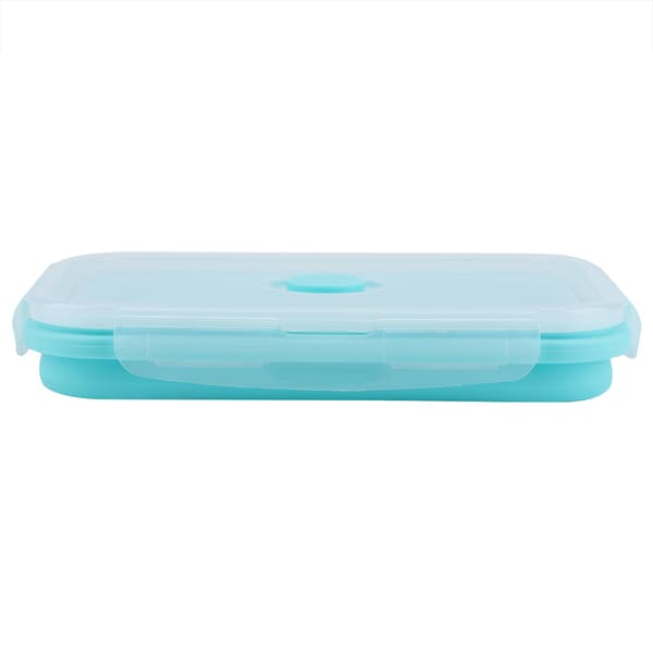 Bärbar Silikon Lunchlåda Vikbar Mikrovågssäker Matlåda Matbehållare Grön 800ml