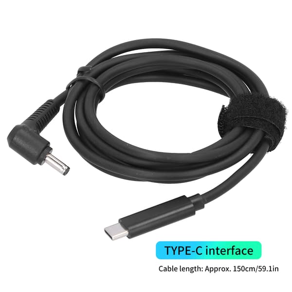 150 cm USB-C til 4.0x1.35mm DC-opladerkabel, hurtig strømforsyning til bærbar computer