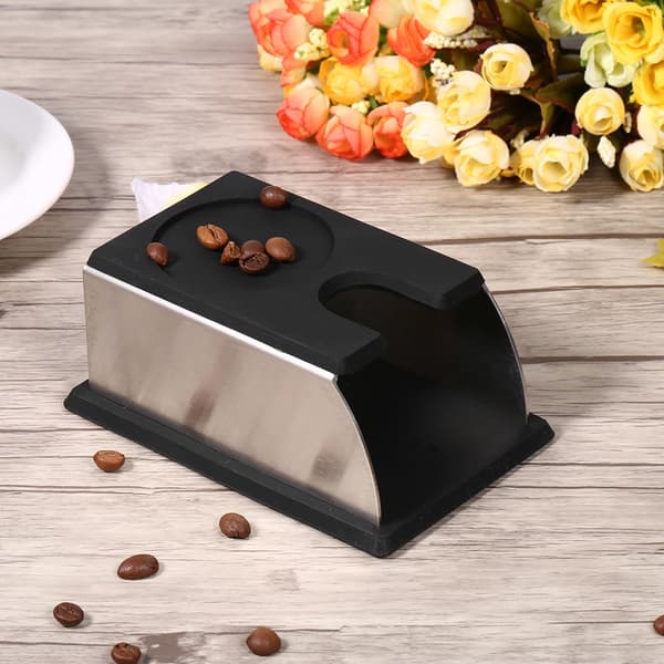 Kaffetamperholder Kaffepulverfremstiller Stativværktøj Rustfrit Stål Silikone (Sort)