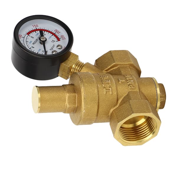 DN20 Justerbar Vattentrycksregulator i Mässing med Manometer