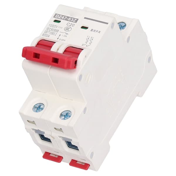 DC dvärgbrytare 2P solcellssystem isolator DIN-skenmontering 1000V 20A DZ47‑63Z C20