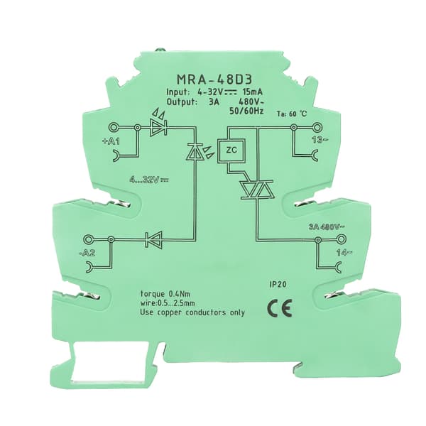 MRa 48D3 Ultratynd 6,2 mm AC Solid State Relæmodul Indgang 4-32VDC