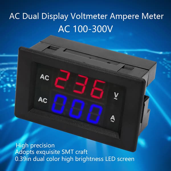 LED Digital Display AC 100~300V Voltmeter 0-100A Amperemeter (Rød blå)