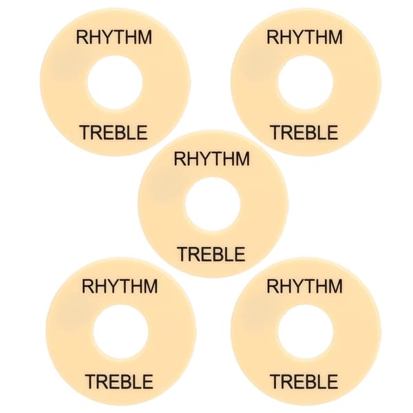 5-pack elgitarr vippströmbrytare bricka plast gitarrdelar 44 mm diameter GN602 svart text
