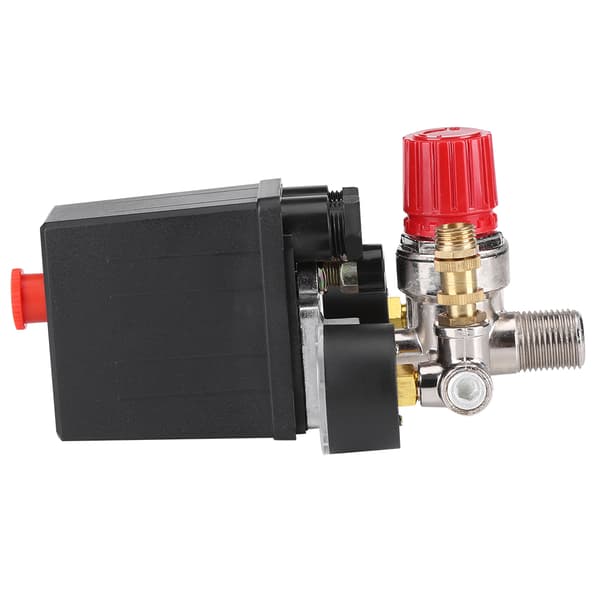 Luftkompressor Tryckkontrollbrytare Ventil Regulator 90-120 PSI med Dubbla Mätare