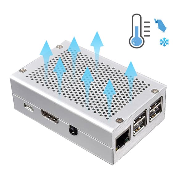 Metallhölje Kylfläns Dammtätt Chassi Moderkortdelar för Raspberry Pi 3 Model B+