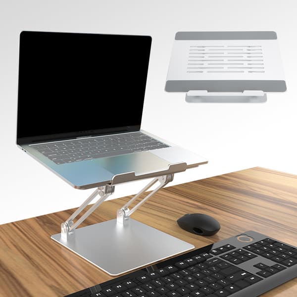 Silver Justerbart Laptopställ, Kylställ för Dator, Värmeavledande Notebookhållare