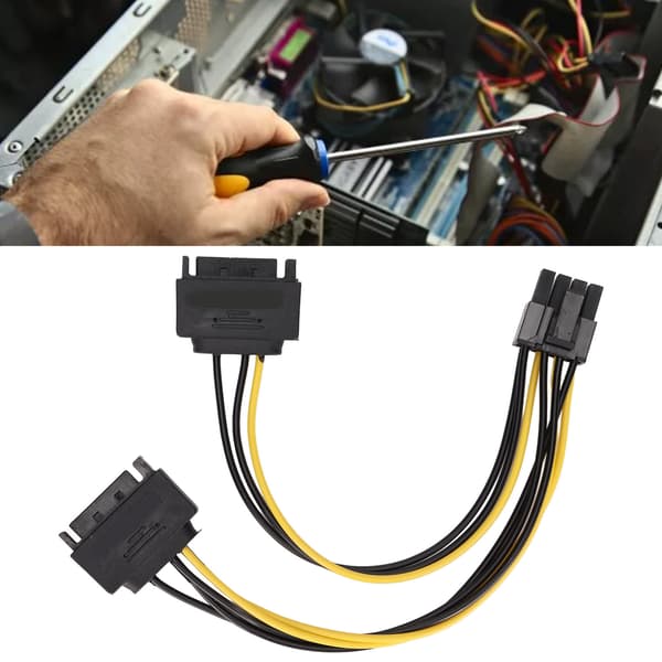 2-pak SATA 15-ben til PCIe 8-ben han grafikkort strømkabel til PC PSU-adapter
